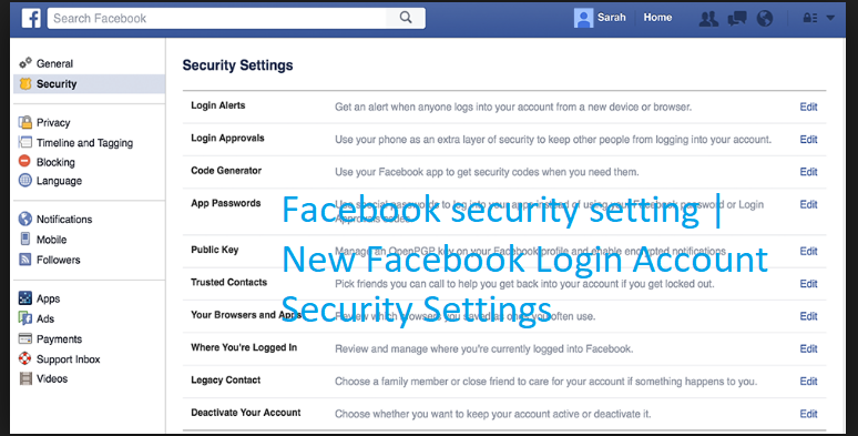 facebook security setting