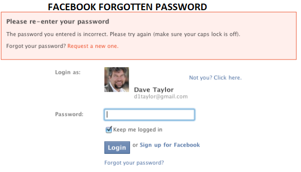 Facebook Forgotten Password