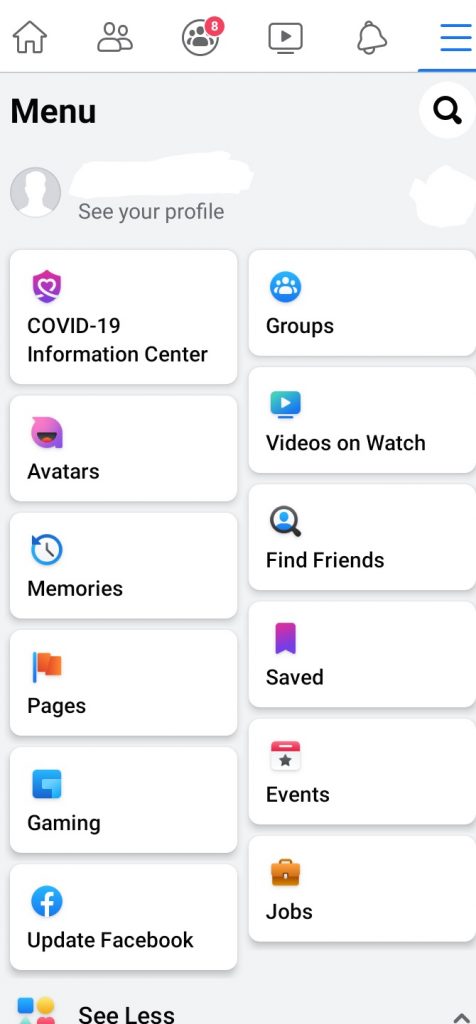 Facebook avatar tab